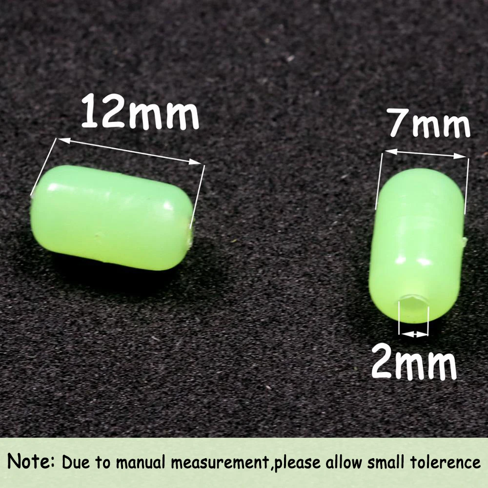 Elllv-Cuentas luminosas para pesca en agua salada, accesorio cilíndrico grande, suave y duro, 7x12mm, 100 unidades - imagen 2