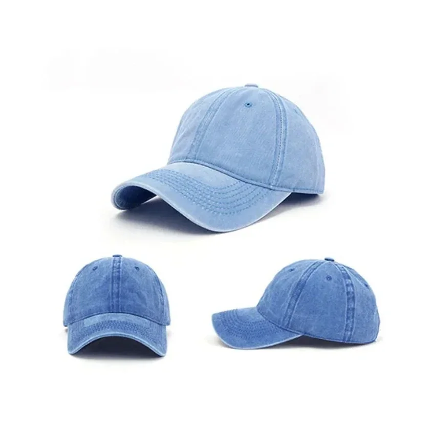 Sombreros ajustables de moda de Color sólido para hombres y mujeres Unisex al aire libre de algodón hecho sombrero viejo cola de caballo gorras de béisbol gorra Casual Simple - imagen 4