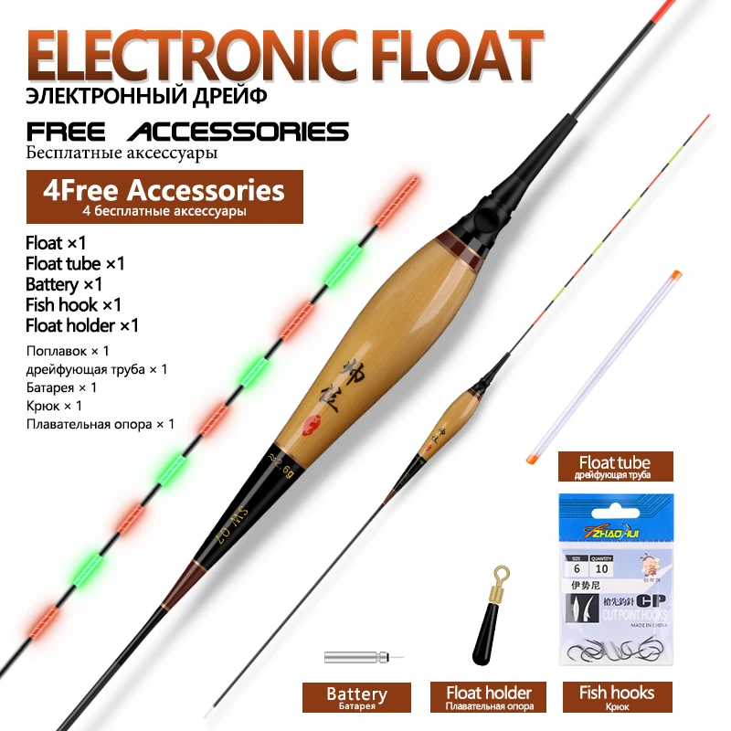 Flotador luminoso eléctrico para pesca nocturna en agua dulce