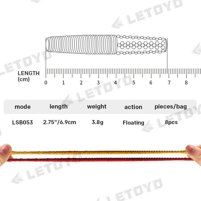 LETOYO-señuelo de gusano Senko flotante de 2,75 pulgadas, cebo Artificial de plástico, Wobbler, para lubina, percha, trucha, Tpr, Stickbait - imagen 2