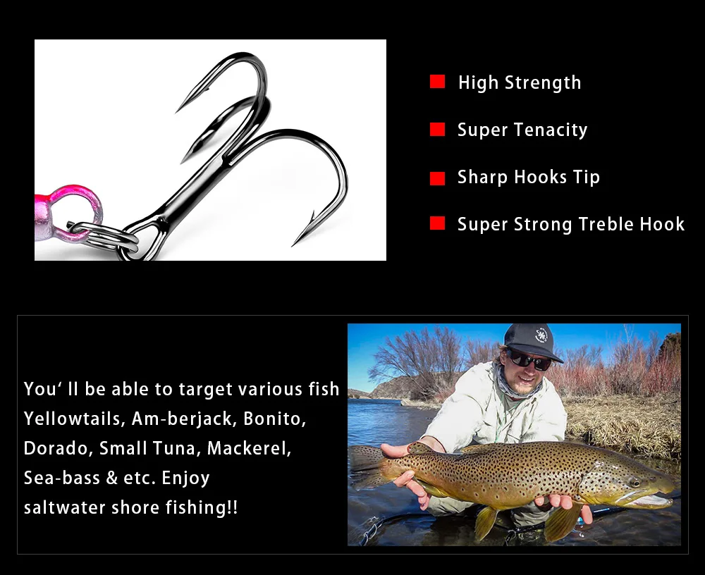 Experimente la emoción de atrapar especies de peces diversas con nuestra superalacidad de alta resistencia, ganchos afilados y ganchos de agudos súper fuertes
