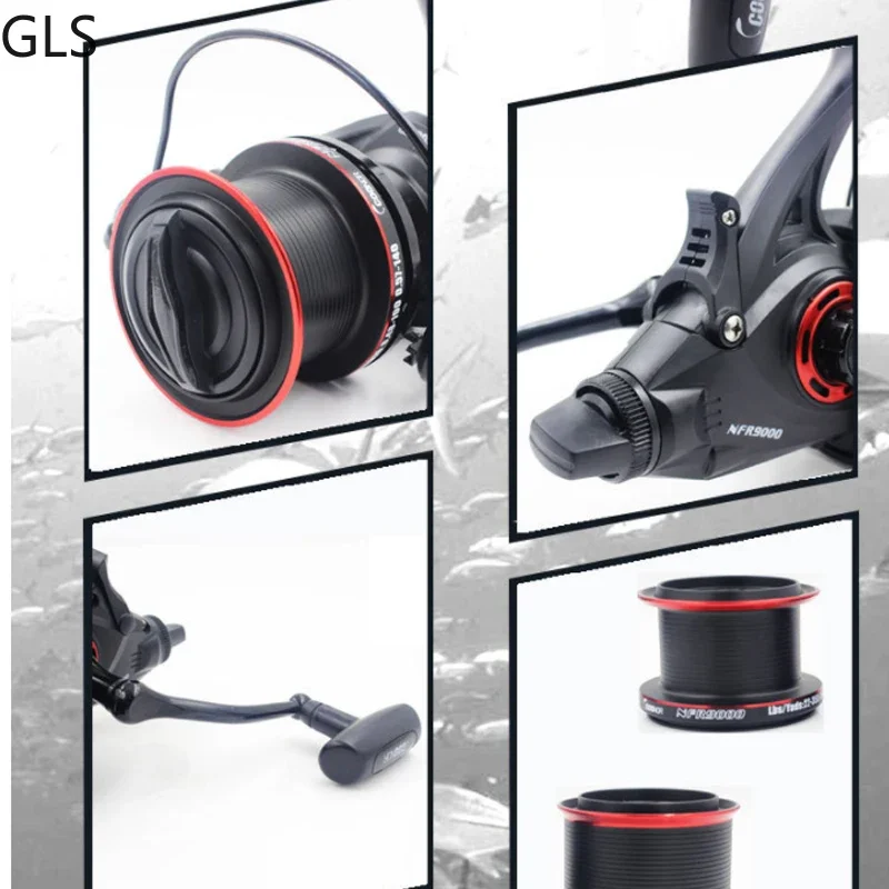 Rueda de pesca a distancia de carpa de alta velocidad serie 12 + 1BB 9000 + 8000, carrete de pesca giratorio 4,6: 1 con carrete de Metal de repuesto serie 8000 - imagen 5
