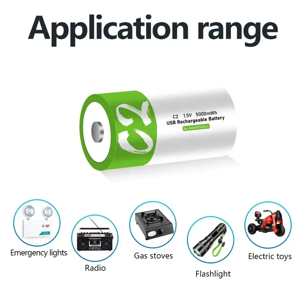 Batería recargable LR14 tipo C 1,5V carga rápida para linternas - imagen 2