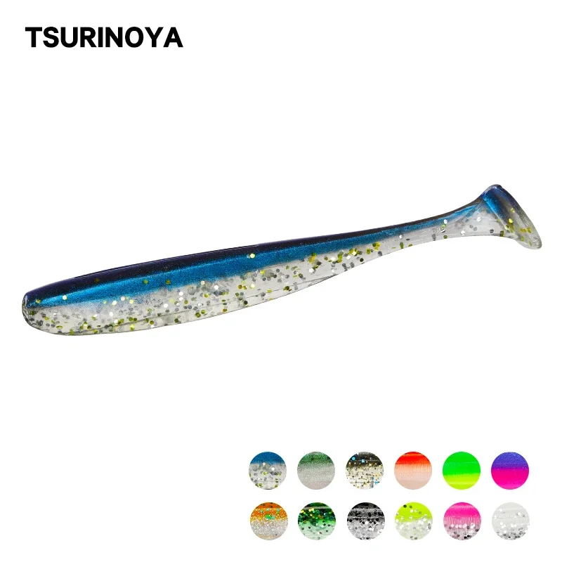 TSUIRNOYA 2,17 "2.56" 2,95 "3,46" cola en T señuelo de pesca suave Wobblers carpa silicona Artificial cebos de doble Color señuelo de lubina