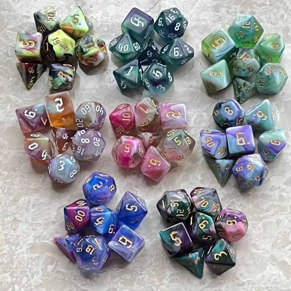 Juego de 7 dados poliédricos, juego de dados de dos tonos, para DND D4, D6, D8, D10, D %, D12, D20, juegos de mesa para fiestas familiares - imagen 2