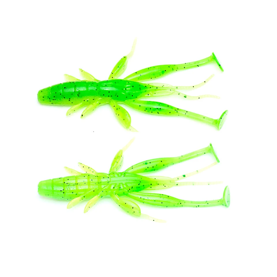 WALK FISH-señuelo de camarón flotante, 8 piezas, 70mm, 2,7g, TPE, cola en T, Wobbler, gusano suave de silicona, aparejos de pesca de lubina - imagen 5