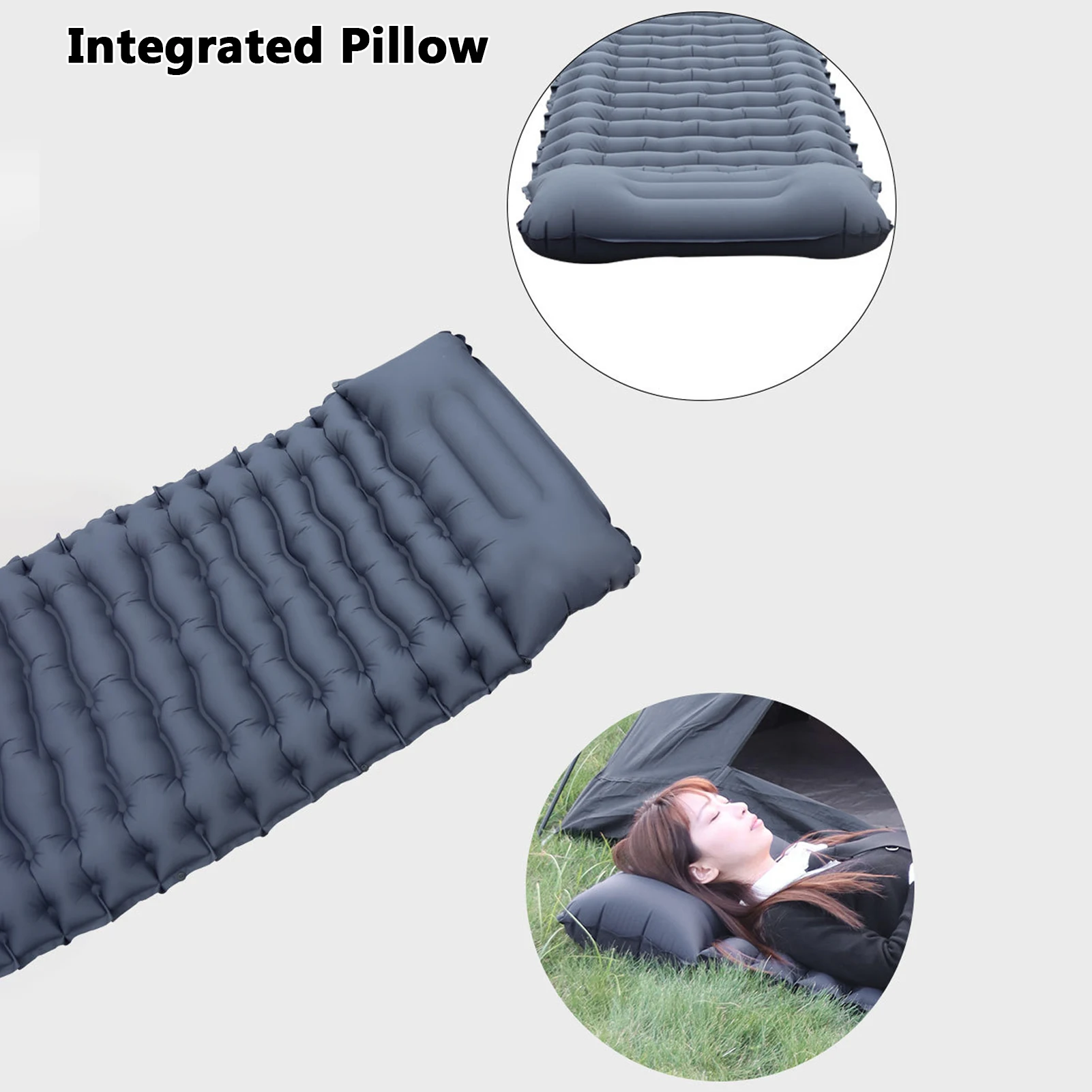 Colchoneta para dormir para acampar, colchoneta inflable ligera con almohada, colchoneta para dormir para senderismo con bomba de pie integrada - imagen 4