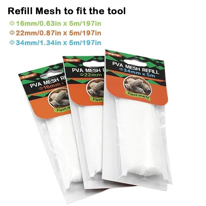 5m 16/22/34mm pesca de carpa PVA malla de repuesto bolsa de pesca malla Soluble en agua carpa alimentador de pesca trampa cebo redes herramientas - imagen 3