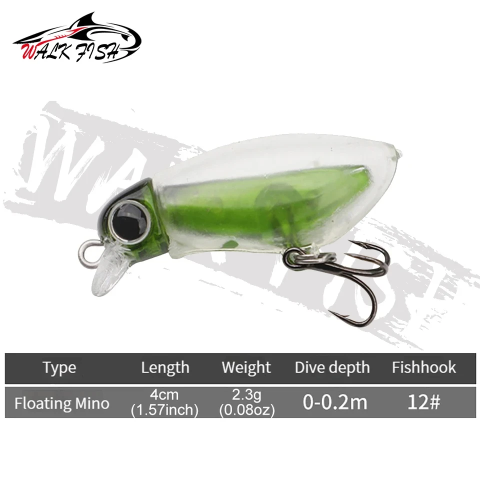 WALK FISH-cebo de insecto para pececillo, 40mm/2,3g, cuerpo de plástico suave, señuelo de pesca Artificial, trucha, Mini Micro Wobblers, señuelo de pesca - imagen 2