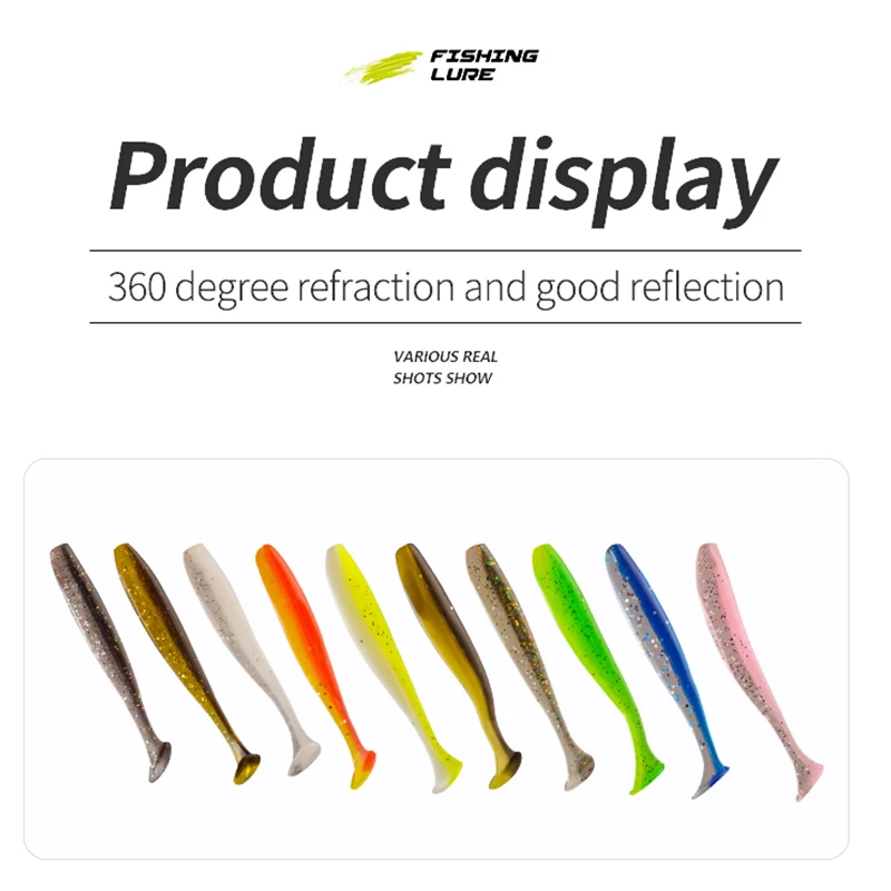 Señuelo de silicona suave, cebo Artificial fácil de delinear, accesorios para pesca, aparejos de mar, Swimbait, 5,5/7/9/12cm, 10 unidades por lote - imagen 4