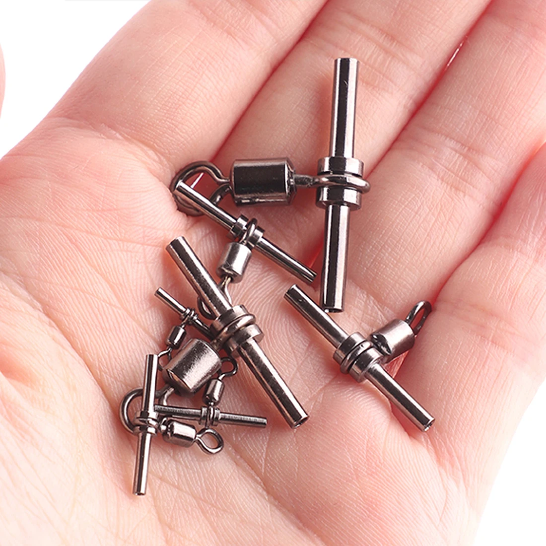 9KM 25 uds. Giratorios de 3 vías pesca línea cruzada engarzado conector giratorio en forma de T manga de engarzado giratorios pesca en agua salada