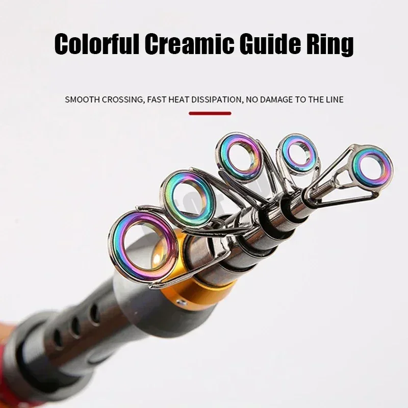 Caña de pescar telescópica, 1,8 M-3,6 M, corta, portátil, de carbono, pequeña caña de mar, pluma de lanzamiento telescópica, caña de pescar giratoria - imagen 3