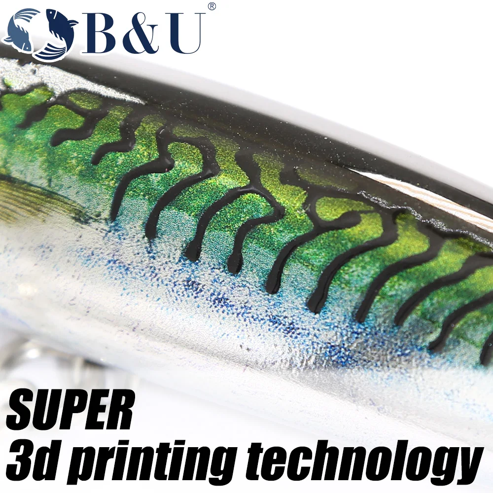 B & U-señuelo de pesca hundido en el mar con impresión 3D, cebo adhesivo, lápiz, agua superior, 150mm, 69,2g, GT, palo de pesca de agua salada, cebo Artificial - imagen 5