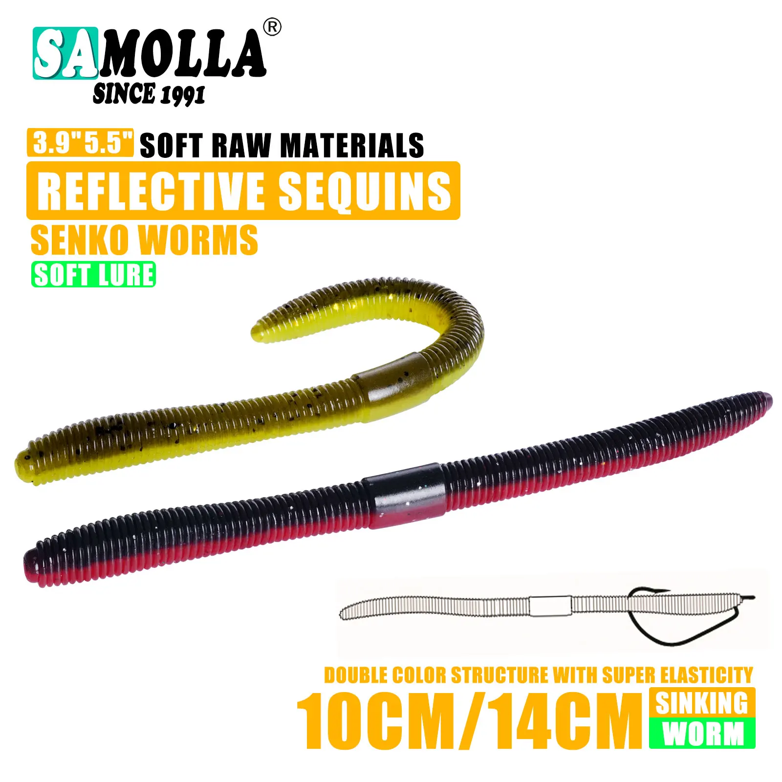 10 cm/14 cm 10/15 unids/bolsa cebo suave Senko gusano palo loco cebos de gusano Leurre Souple Wobblers para todos los peces Pesca señuelo de Pesca de lubina