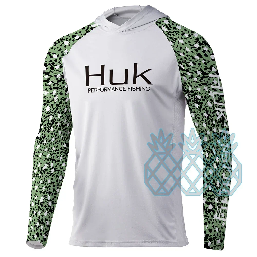 HUK-Sudadera con capucha de manga larga para hombre, camisas de pesca de rendimiento UPF 50+, camisetas de pesca para deportes al aire libre, protección Uv, ropa de pesca transpirable - imagen 2