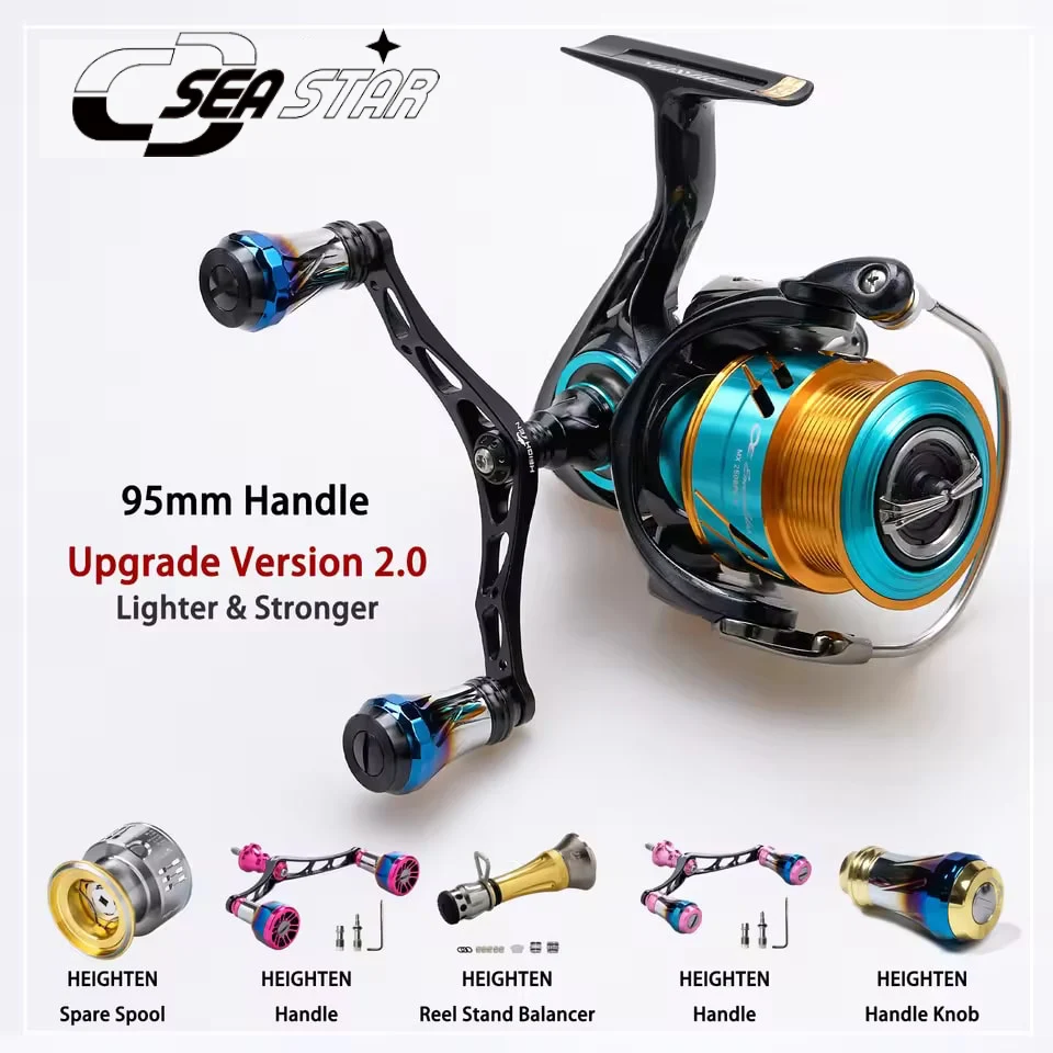Mango de carrete giratorio HEIGHTEN de 95mm sin perilla para Shimano Daiwa, accesorios de modificación de pesca - imagen 3