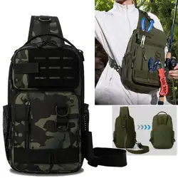 Bolsa de Pecho Táctica con Portacañas Sistema Molle para Pesca