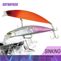 Señuelo de Pesca de pececillo Jerk pesado, 95mm/30g, hundimiento, Wobblers rodante de fundición larga, manivela para lubina, Pesca de agua salada