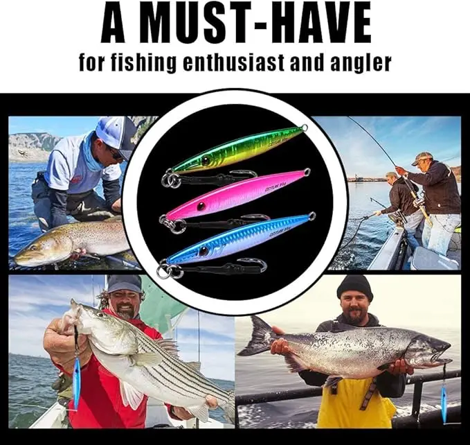 Goture-Juego de señuelos de Pesca, anzuelo de asistencia de 100g, 150g, 200g, plantillas verticales, cebo duro que se hunde, Jigging, bolsa de almacenamiento de cebo de Pesca, agua salada - imagen 5