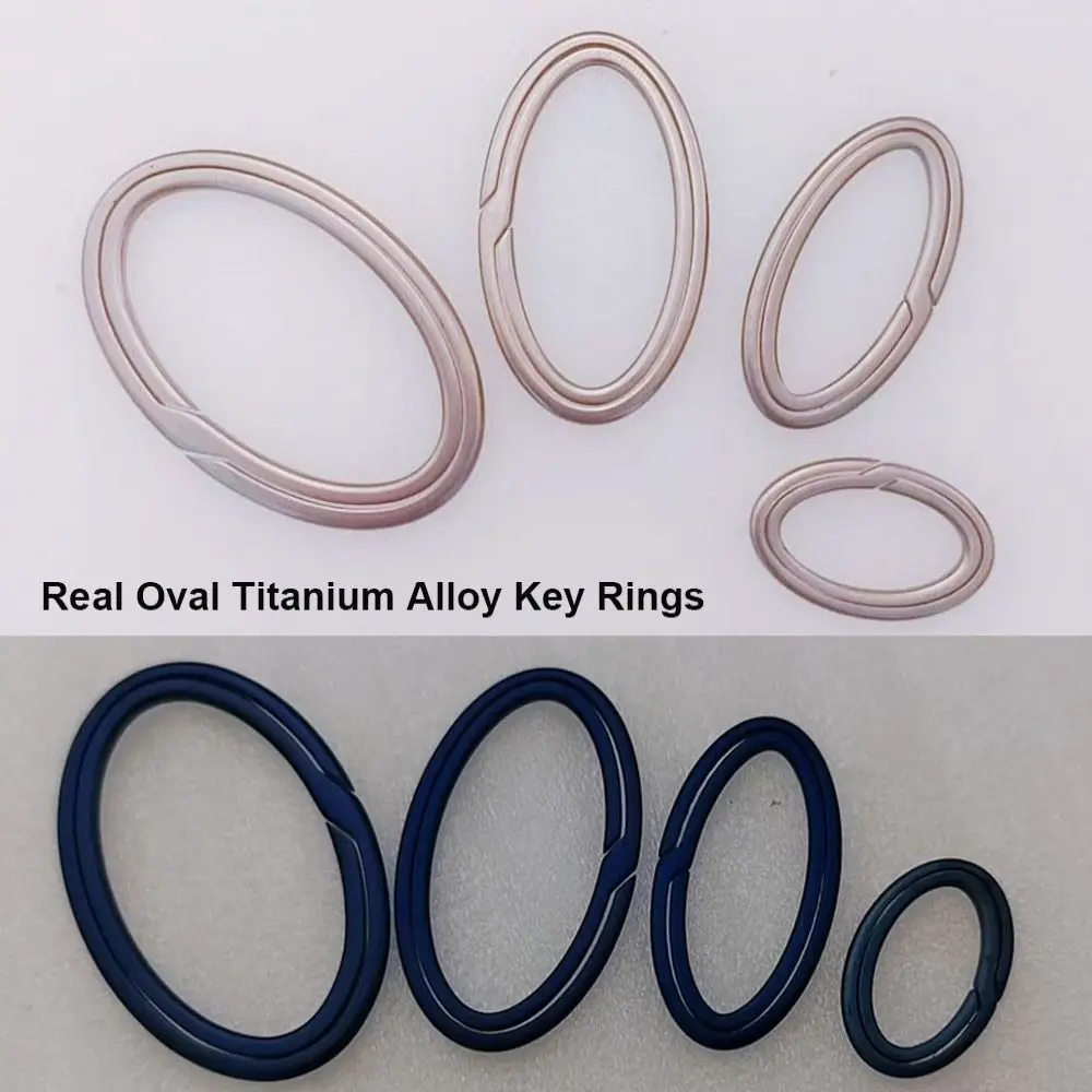 Llaveros de aleación de titanio ovalados reales, colgante de hebilla multitamaño súper ligero, llavero de coche para hombre, regalo creativo masculino - imagen 4