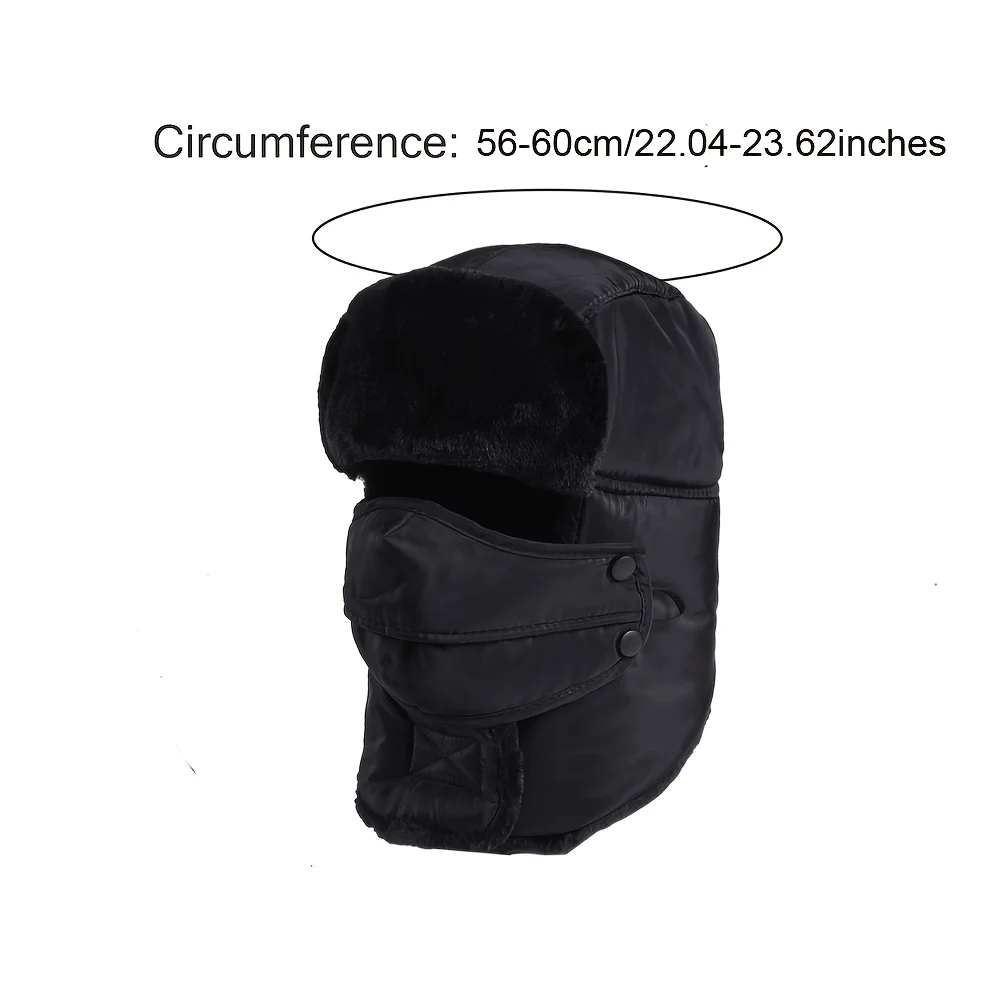 Gorro cálido de felpa gruesa para hombre y mujer, gorro de bombardero de invierno, gorra térmica suave, máscara facial para clima frío extremo, ciclismo y pesca - imagen 2