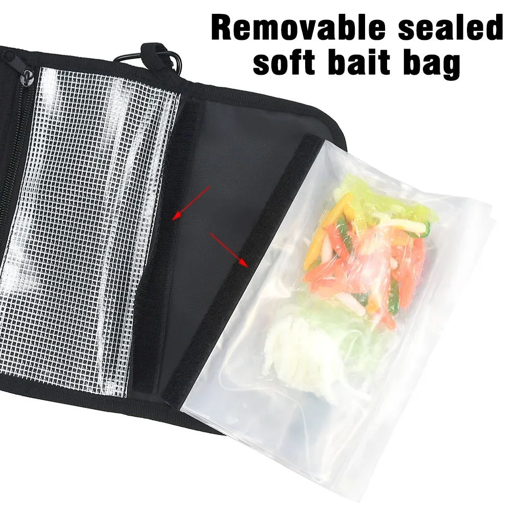 Luya Bolsa de almacenamiento de cebo de pesca impermeable con cubierta interior de PVC con asa de transporte Bolsas de clasificación de cebo falso - imagen 5