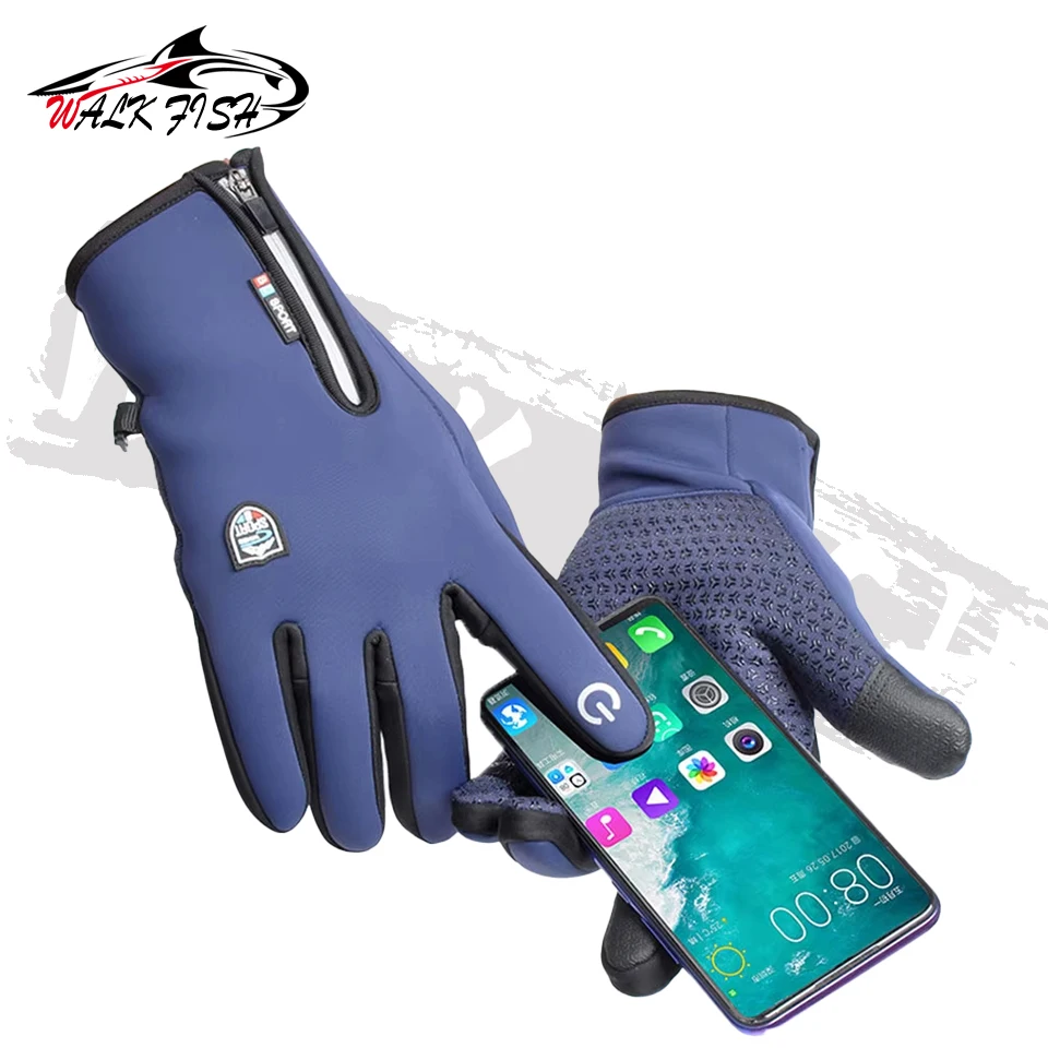 WALK FISH-guantes de pesca para hombre, resistentes al agua, con pantalla táctil, para ciclismo, lana, para exteriores, a prueba de viento, resistentes al desgaste, esquí y senderismo - imagen 3