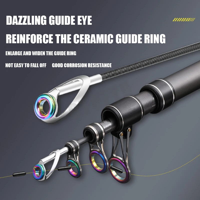 Caña de pescar telescópica de 3,0 M-4,5 M, caña de pescar giratoria portátil de carbono para barco, agua salada, agua dulce, surfcasting, caña de Baitcasting - imagen 4