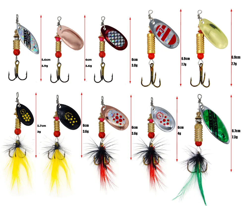 Kit de Señuelos de Pesca Spinner Bait 3-7g Cucharas de Metal de rotación ruidosa Cebos compuestos Señuelos Artificiales Lote 10 Piezas VENTA - imagen 4