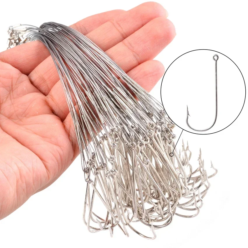Línea de pesca de acero antimordida, líder de alambre de acero de 15cm con accesorio de pesca giratorio, alambre de pesca, correa Olta Leadcore con gancho