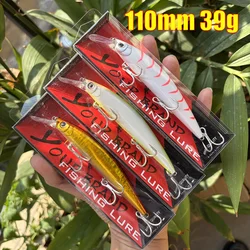 Señuelo de pesca de pececillo de hundimiento pesado, 39g, 110mm de fundición larga, Wobbler, cebo duro Artificial para lubina, accesorios de pesca de atún, 1 Uds.