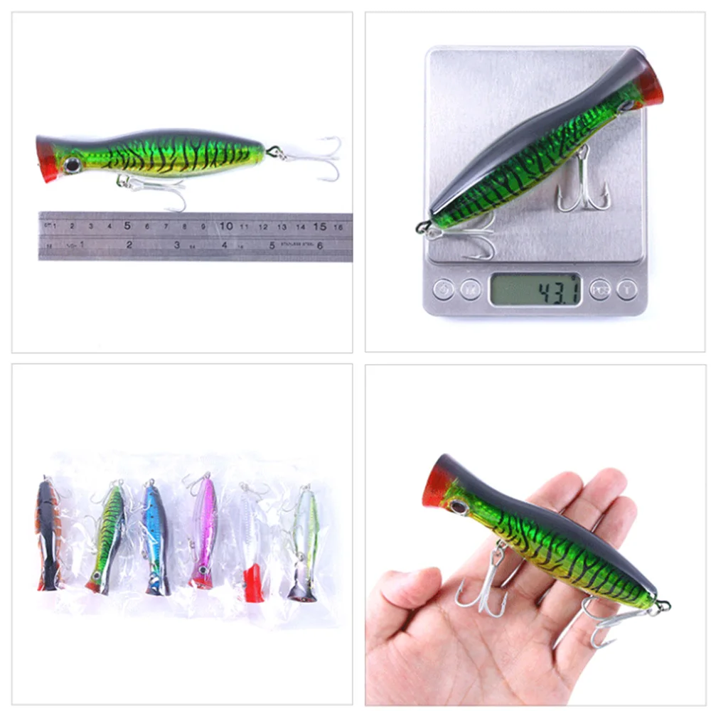 Señuelos de pesca Wobbler flotantes Big Popper, 43g, Trolling Topwater, cebo duro de plástico Artificial, aparejos de pesca de atún Wahoo - imagen 5