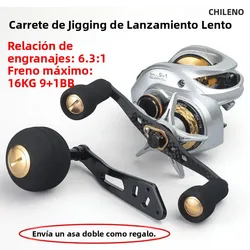 Carrete CHILENT Slow Jigging 6.3:1 – Cuerpo de carbono y doble manivela