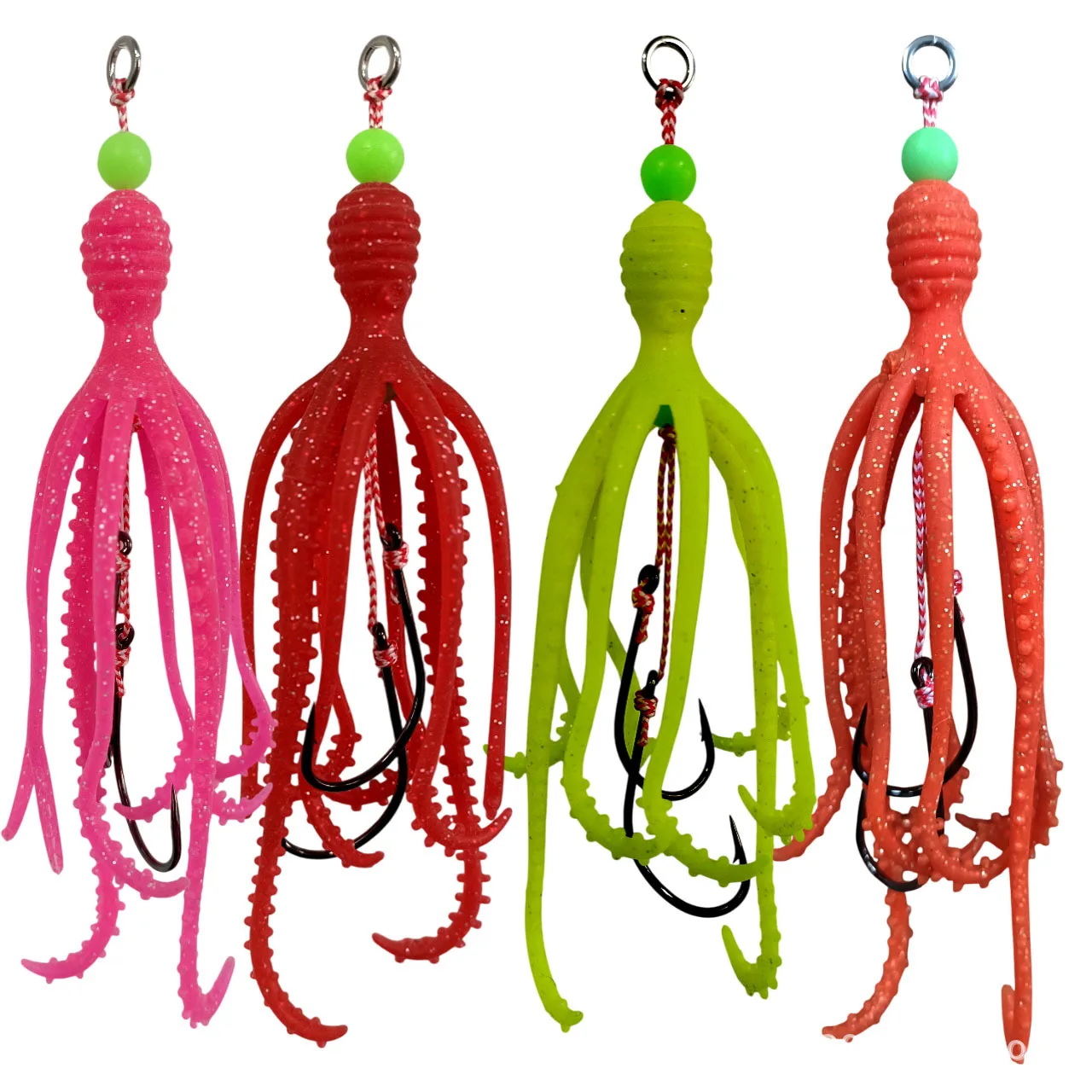 5 piezas 24 # Anzuelo de plantilla con fondo brillante, anzuelo de pesca de mar, anzuelo de pesca de mar, anzuelo de plomo con cabeza de anzuelo, barco de anzuelo de plomo