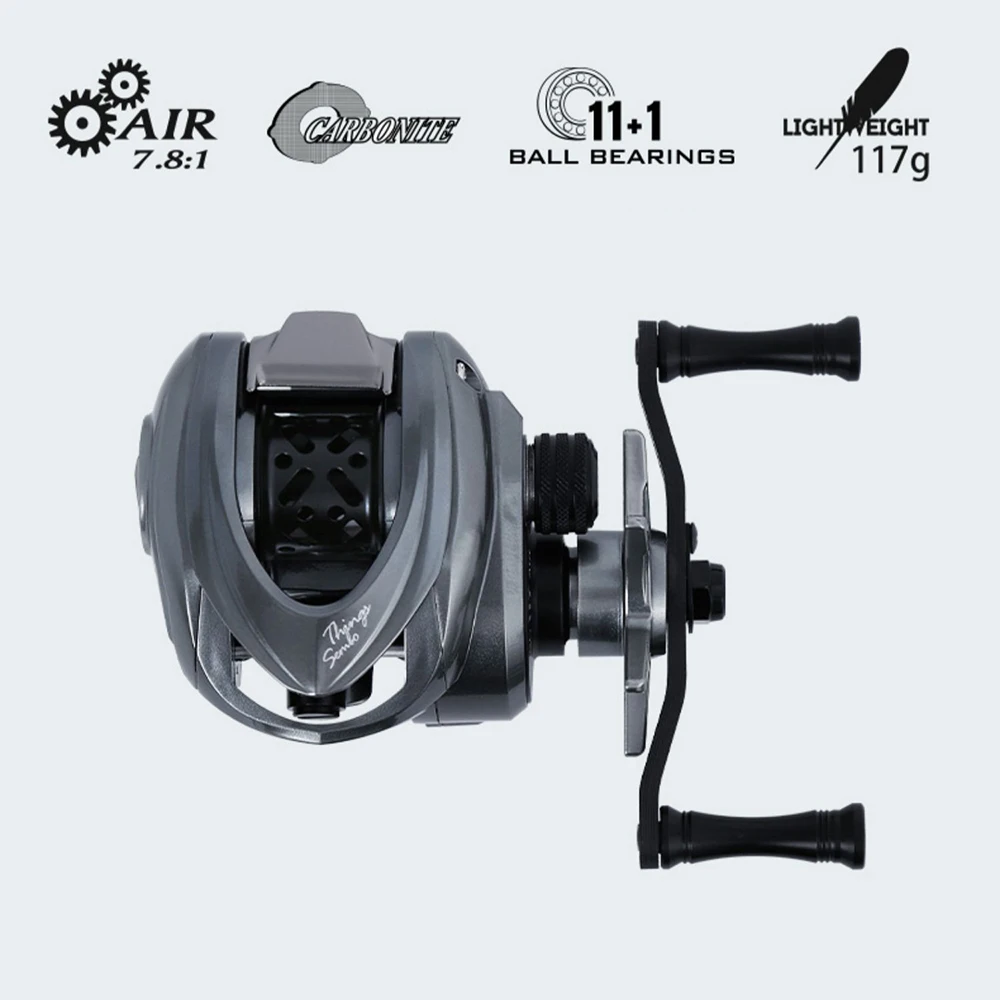 Carrete de pesca de fibra de carbono, bobina ligera de 117g, ultraligera, para Baitcasting, Micro Monster, 7,8: 1, 5kg - imagen 3