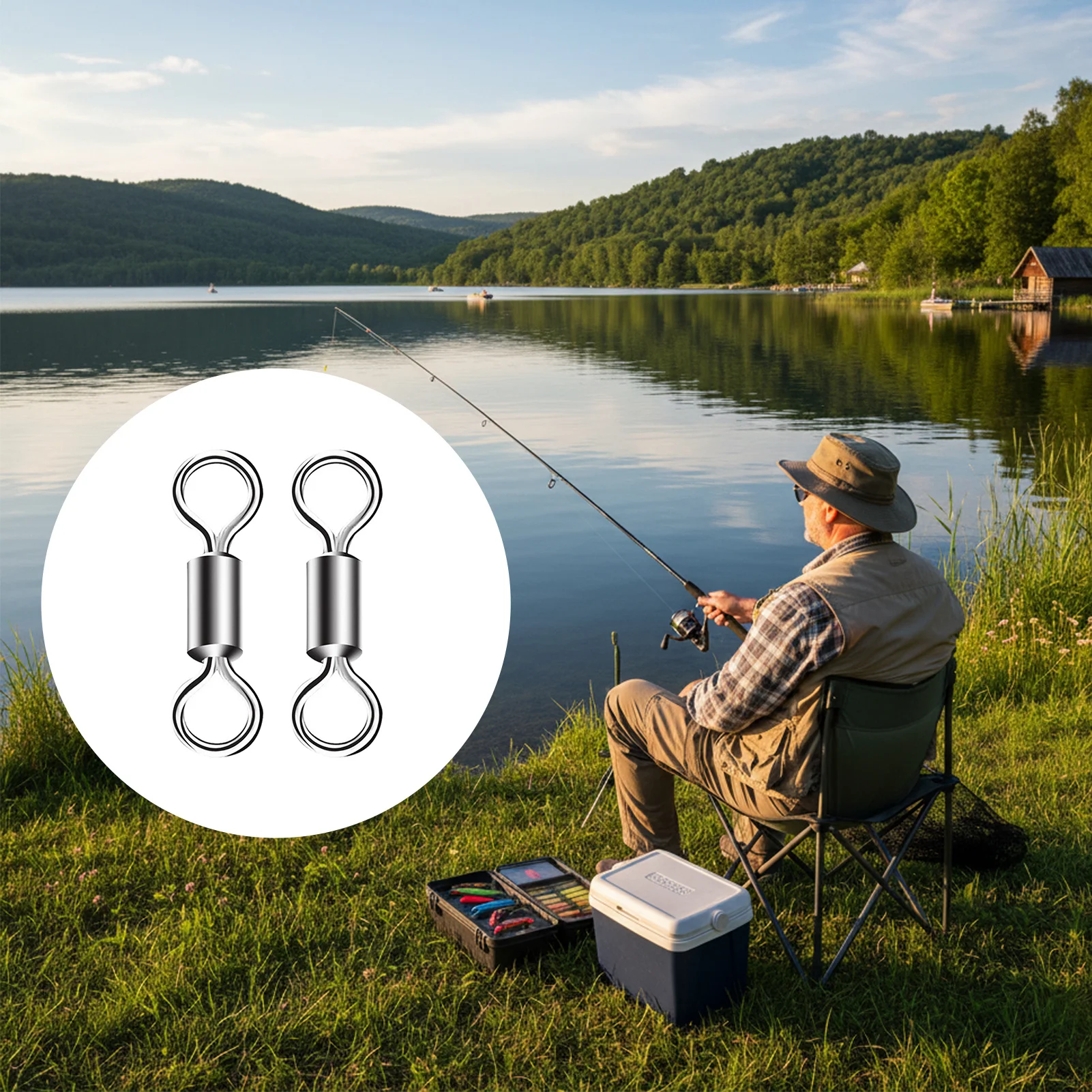 50 Uds. Conectores giratorios en forma de 8, anillo de conexión de caña de pescar de tensión fuerte, accesorios de pesca giratorios de enlace rápido Universal - imagen 5