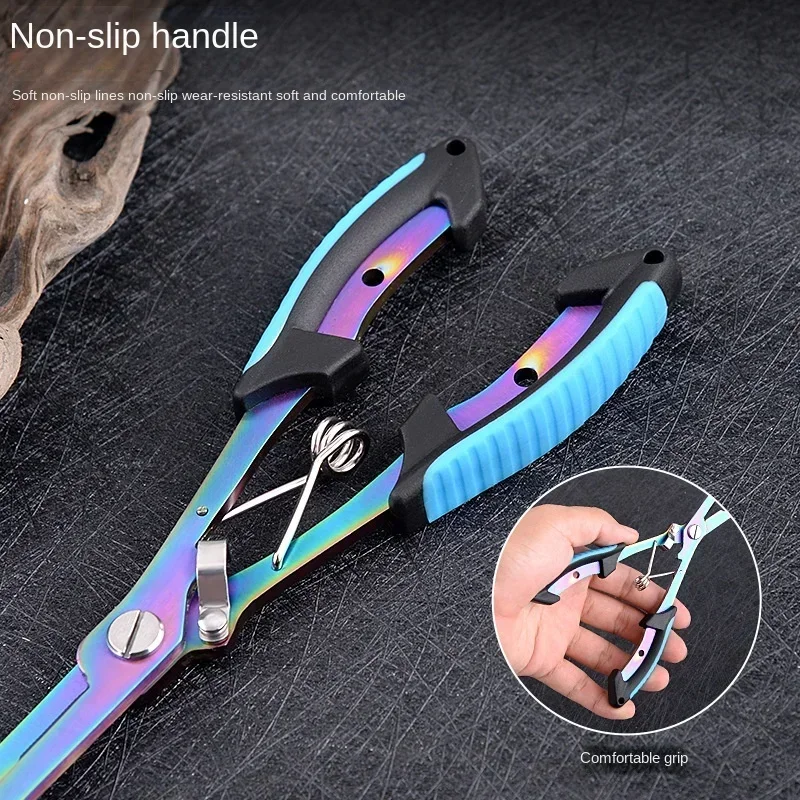 Alicates de pesca multifuncionales de 1 pieza, cortador de línea de acero inoxidable de 3 colores, abridor de anillos portátil, herramientas de pesca - imagen 5