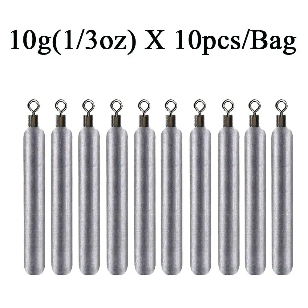 10 unids/set cebos de pesca de forma cilíndrica anzuelo de plomo cebo con conector pesas de pesca plomos 3,5g-20g Accesorios - imagen 4