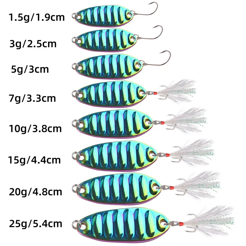 Señuelos de Pesca de 25g-1,5g, aparejos de cuchara de Metal, cebo duro, señuelo de lentejuelas, Crankbait, agua dulce y salada, Wobblers, cucharas giratorias - imagen 3