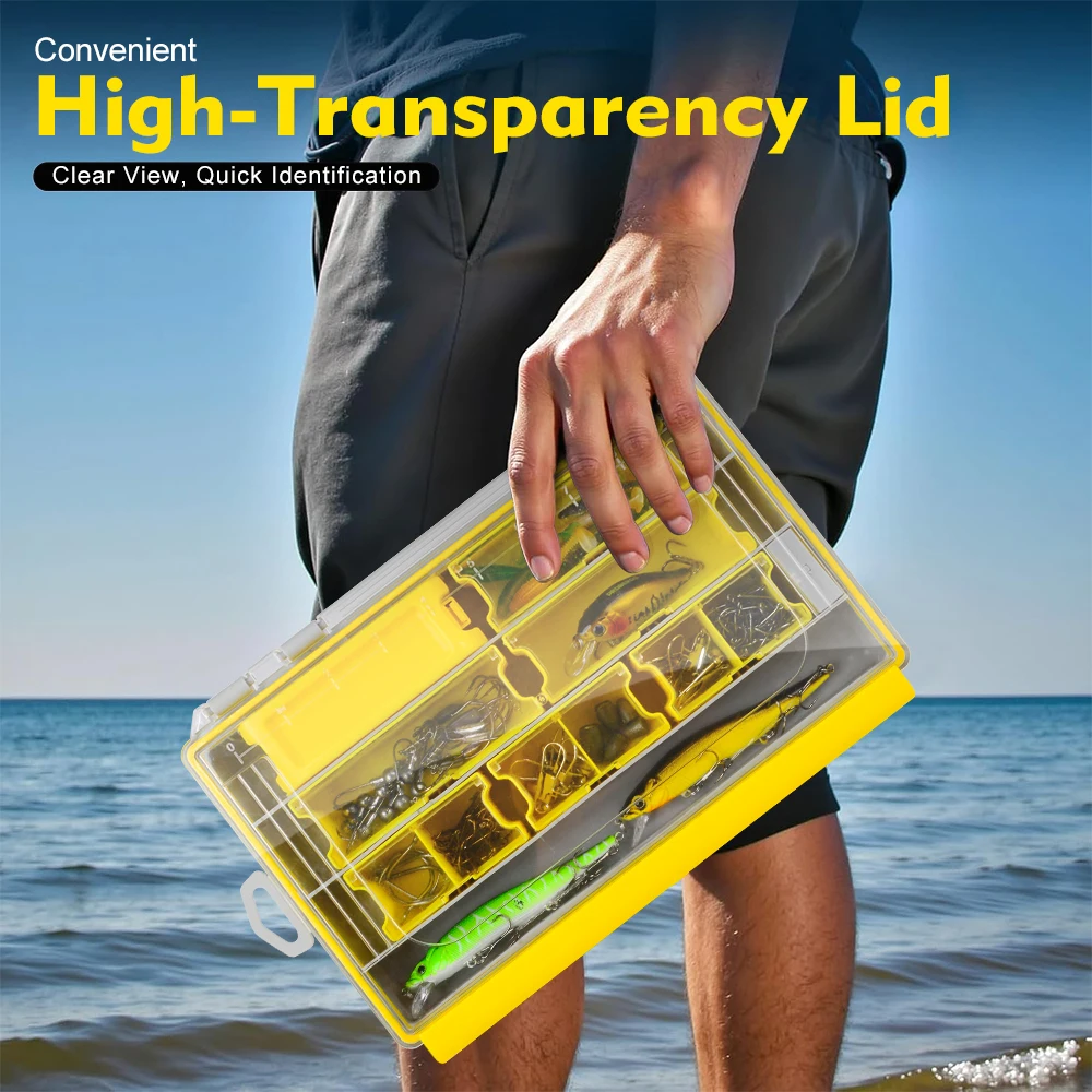 Caja de aparejos de pesca Proberos, organizador de caja de aparejos de plástico con divisores extraíbles, caja de almacenamiento para señuelos y almacenamiento de aparejos terminales - imagen 4