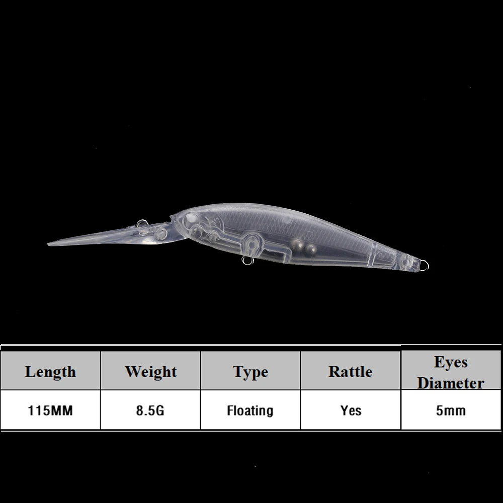 Chan'sHuang-Señuelos de Pesca sin pintar, 20 piezas, 115mm, 8,5g, Minnow, manivela, Wobbler, Jerkbait flotante, cebos de pesca en blanco - imagen 2