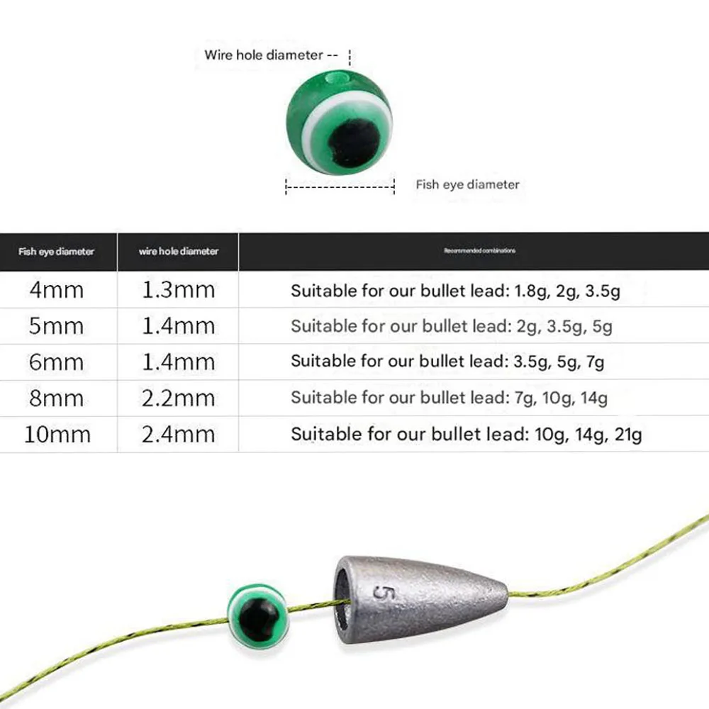 ESFISHING cuentas de ojo de pez accesorios de pesca mezcla de colores 50 Uds para pesca de perca de Lucio - imagen 2