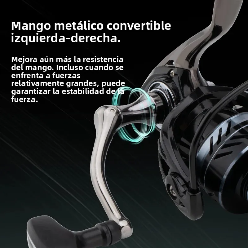 Huidiao XF carrete de pesca giratorio sólido en roca carrete de Metal/mango/pie 26,5 LB arrastre máximo 5,2: 1 serie 2000-7000 para pesca con señuelo - imagen 5