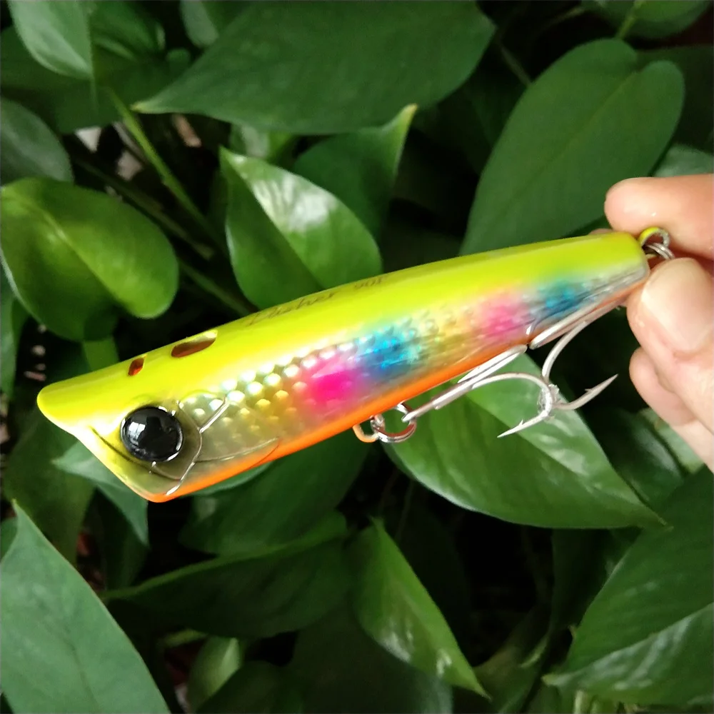 TSURINOYA-señuelo de pesca 3 piezas 90F Topwater Popper, cebo duro Artificial flotante, 90mm, 23g, para agua salada, modelo de alta resistencia - imagen 3