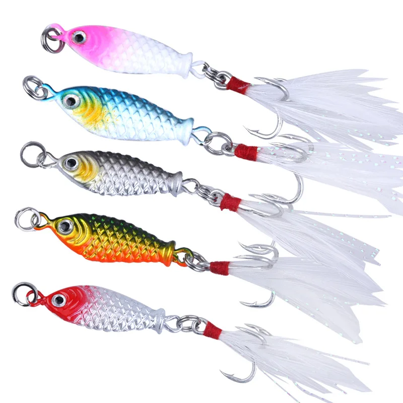 Aparejos de pesca PD, placa de hierro, corredor de carretera, cebo biónico de lentejuelas, gancho Sanbon de canal de sangre, pieza de fundición larga de 5g - imagen 5