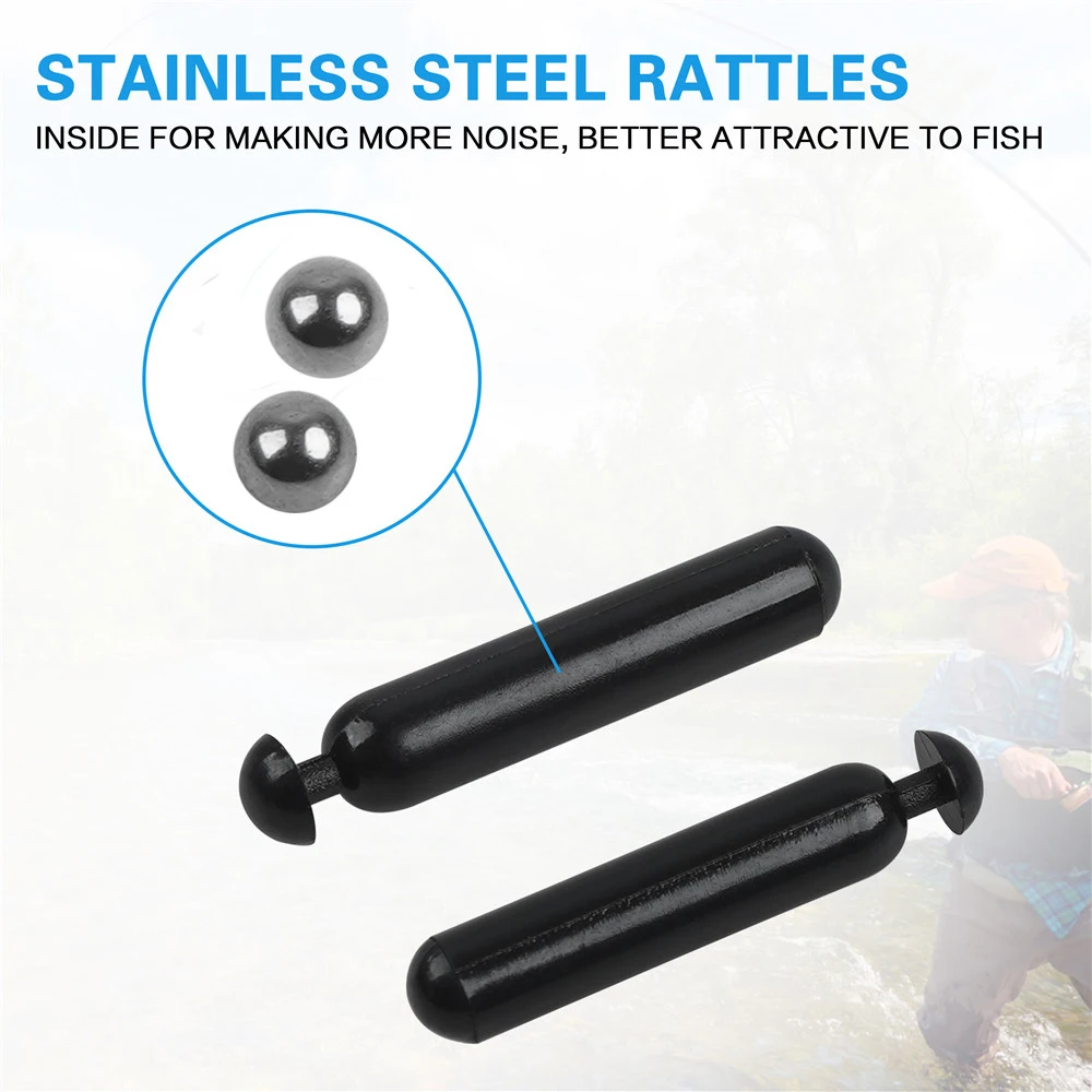 50 Uds. Señuelo de pesca sonajeros de plástico gusano plantilla insertar sonajeros de tubo bola de Metal integrada atado de moscas aparejos señuelo accesorios de pesca - imagen 3