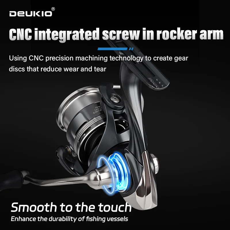 Carrete giratorio DEUKIO para pesca en el mar, ultraligero, solo 145g, tornillo CNC con mango 5,2: 1, potencia máxima de arrastre de 13,23 libras para agua dulce y salada - imagen 5
