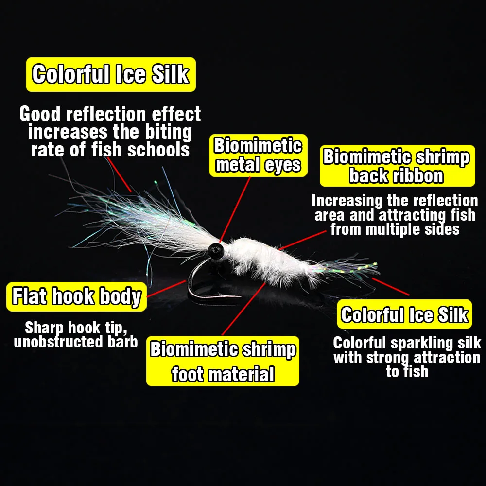 Señuelo reflectante de seda de hielo, anzuelo de pesca con mosca, 8 piezas, para trucha, salmón y lubina - imagen 5