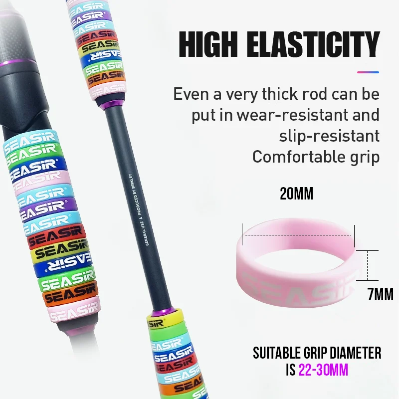 SEASIR-anillo antideslizante de silicona para caña de pescar, accesorio pequeño con mango, suministros de pesca, 10 unidades - imagen 2