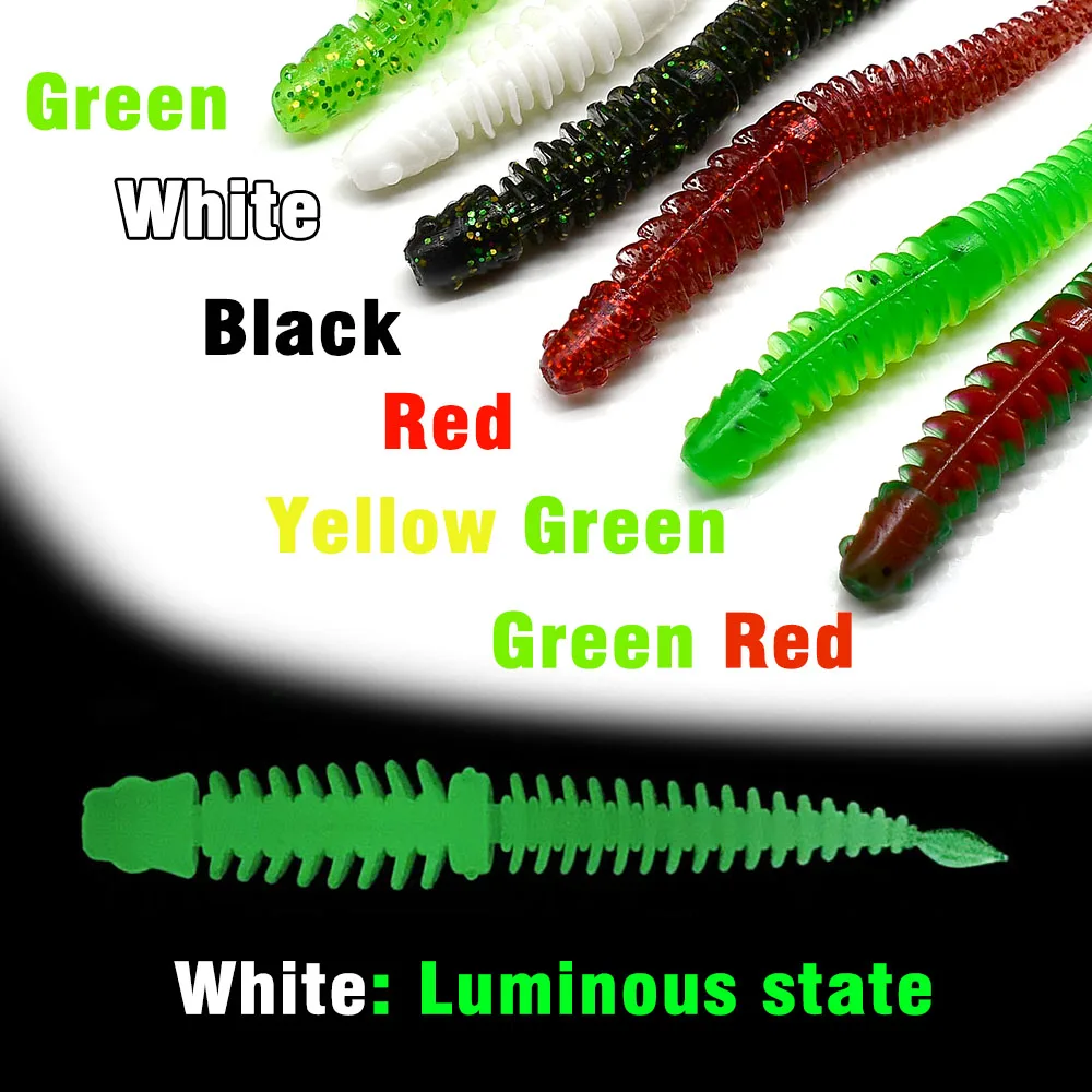 Swimbaits blandos de 6 piezas, señuelo Artificial TPR de cola de aguja de 8cm, plantilla de hielo, gusano de tierra, aparejos de pesca de lubina para agua dulce y salada - imagen 4